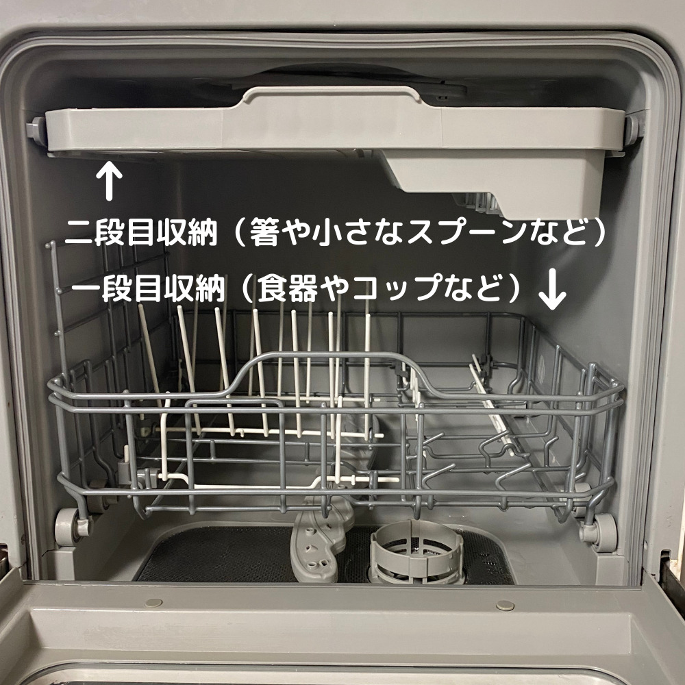 食洗機内の収納スペースの様子。